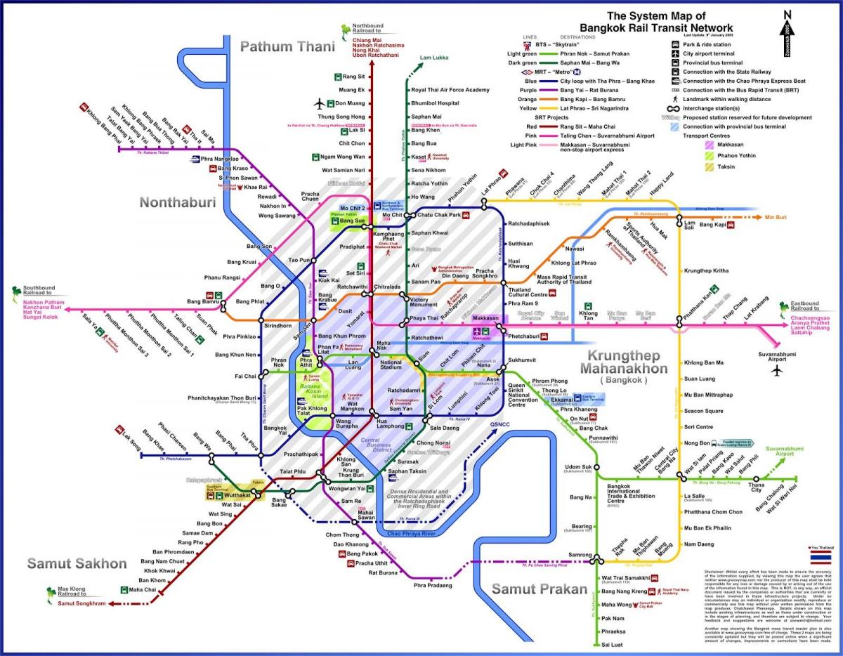 autobus Bangkok trasę na mapie
