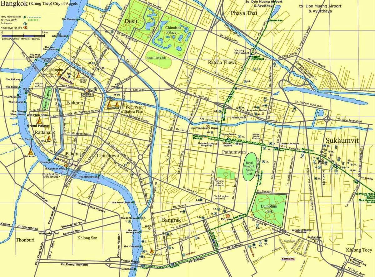 mapa Bangkoku drodze