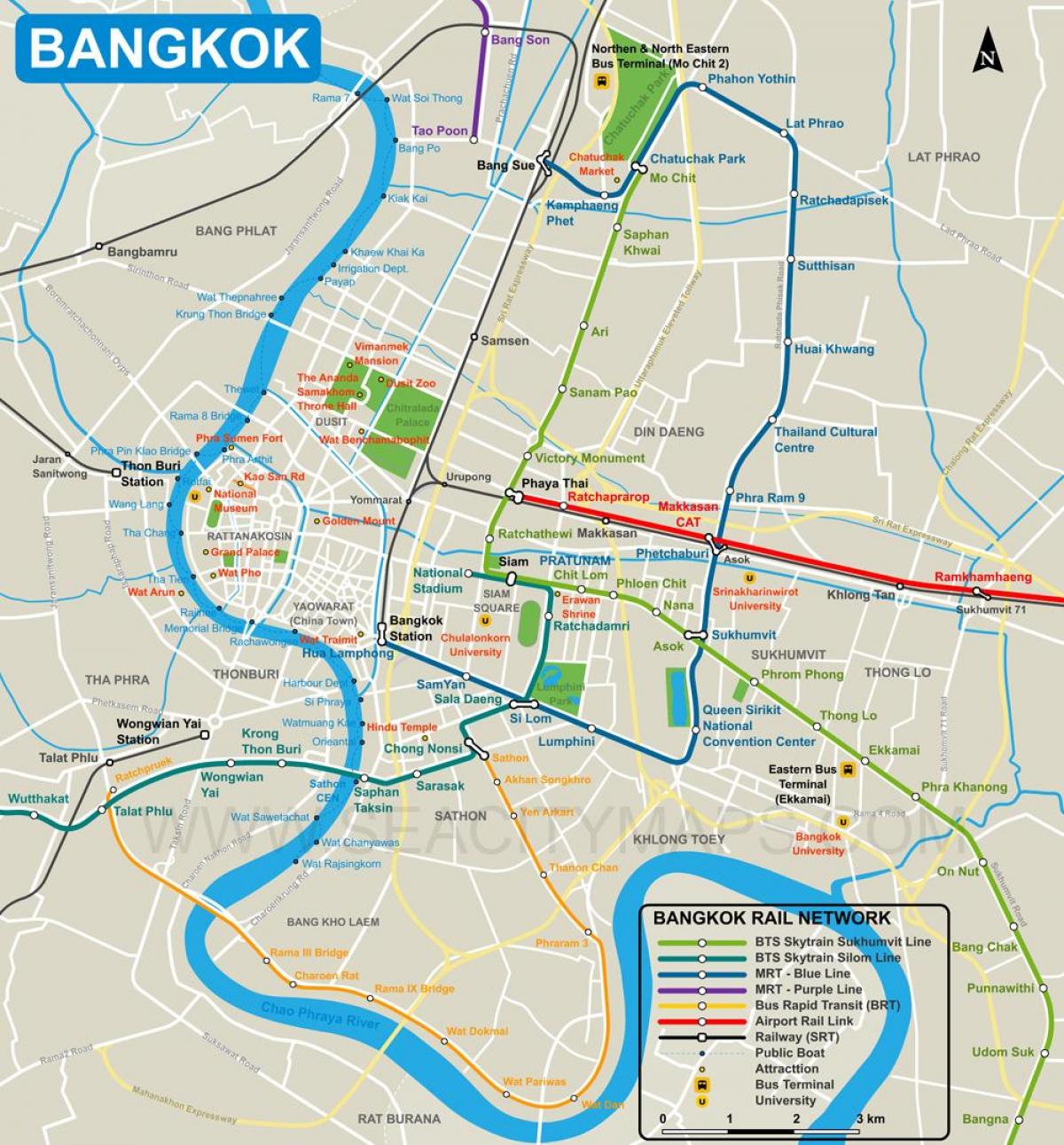 mapa centrum miasta Bangkok 
