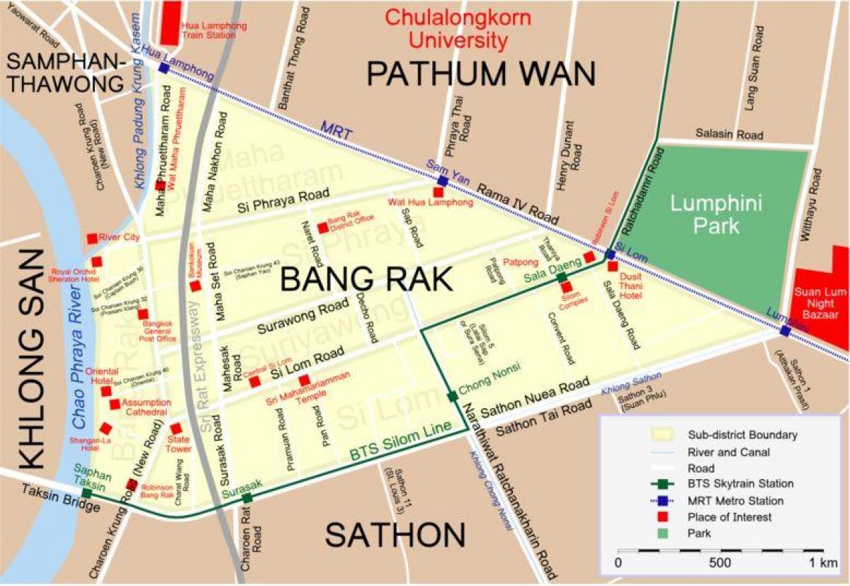 mapa Bangkoku czerwonych latarni