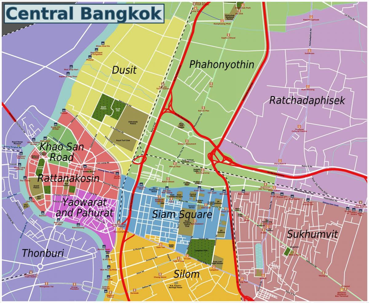 obszary Bangkok mapa