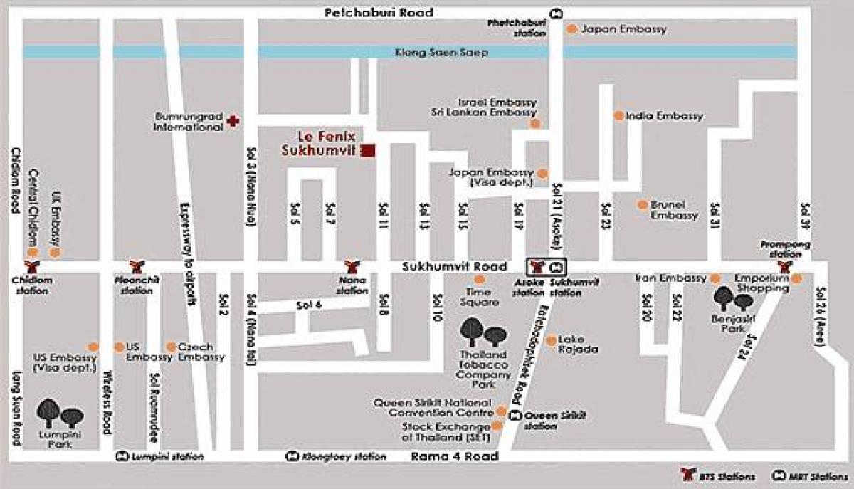mapa Bangkoku CED