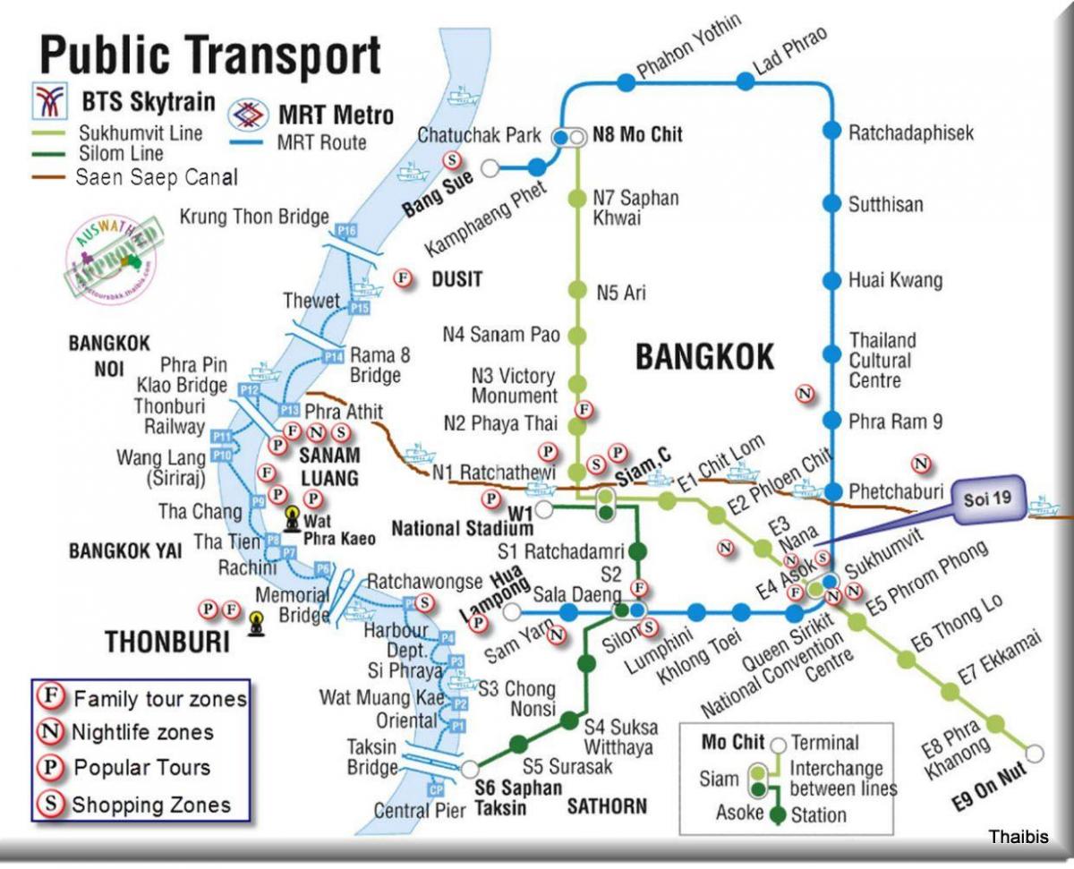 publiczne Bangkok tranzytowej mapie