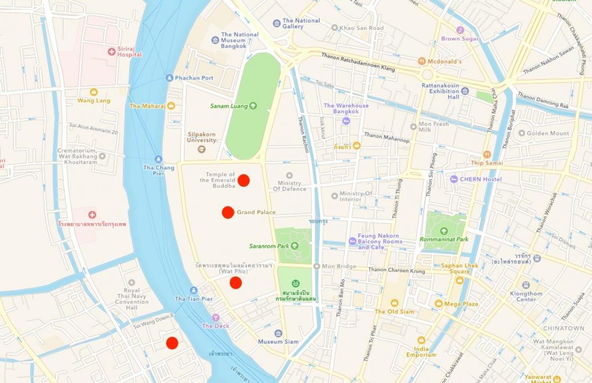 mapa świątyń w Bangkoku