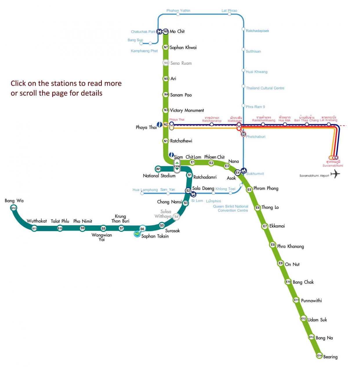mapa metra mapa tras w Bangkoku