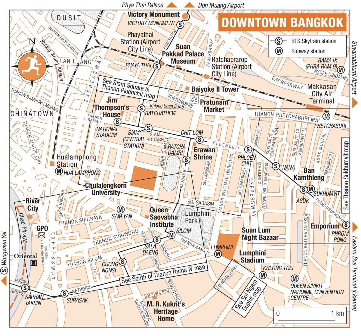 centrum Bangkok mapa