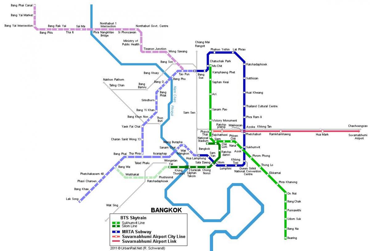 mapa metra w Bangkok, Tajlandia