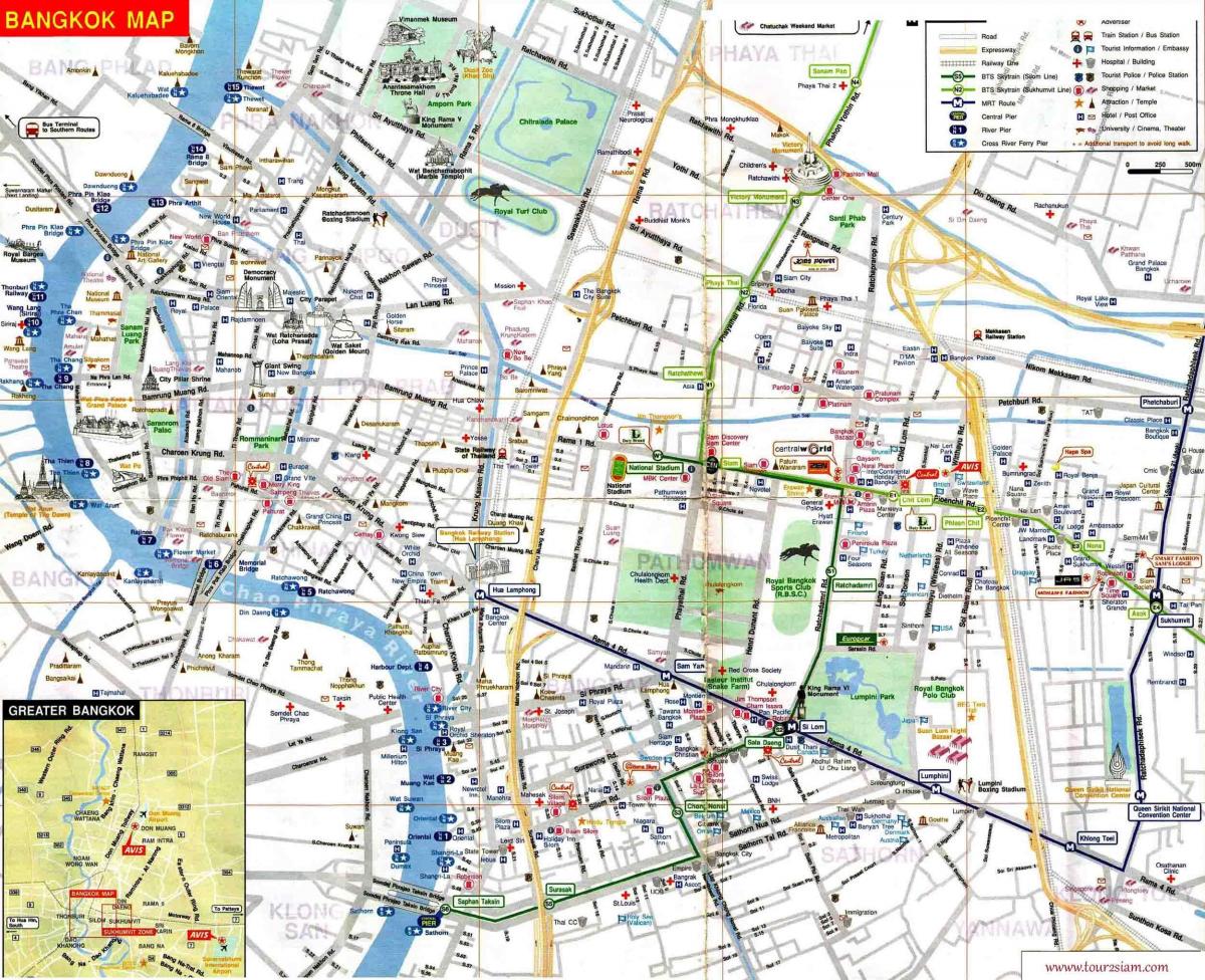 mapa turystyczna w Bangkoku w języku angielskim
