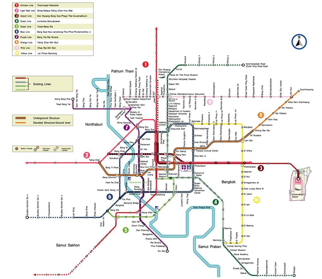 metro Bangkok mapa