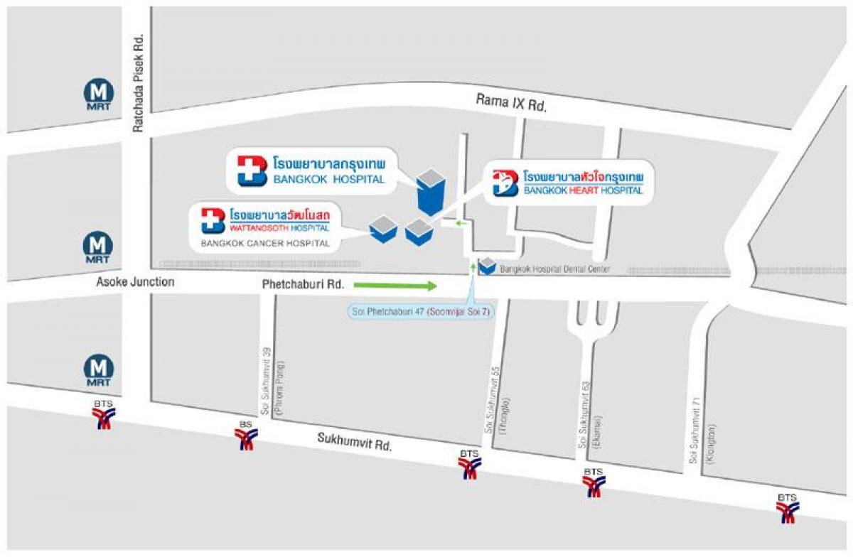 mapę szpital Bangkok 