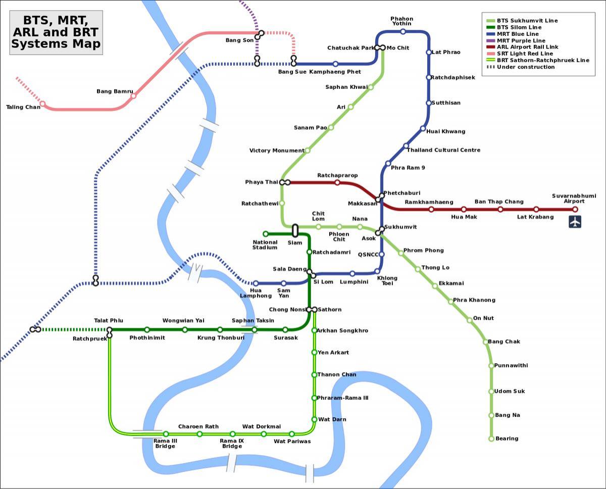 lotnisko połączenia kolejowe mapie Bangkok