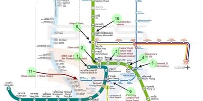Mapa Bangkoku BTS mapę z atrakcjami