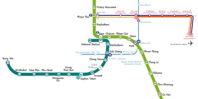 Mapa metra mapa tras w Bangkoku
