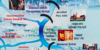 Mapa rzeki Chao phraya w Bangkoku